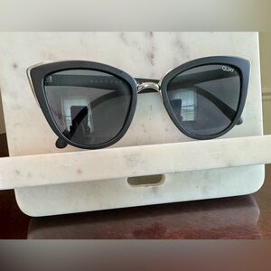 QUAY Australia Black/Silver Cat Eye Sunglasses